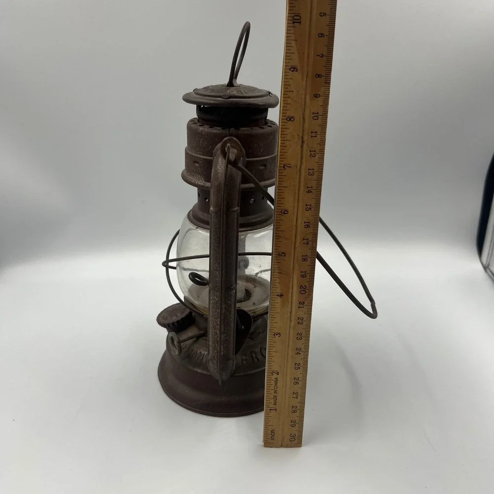 Vintage Frowo No 55 Kerosene Lantern Made in Germany Rustic Brown Metal Oil Lamp